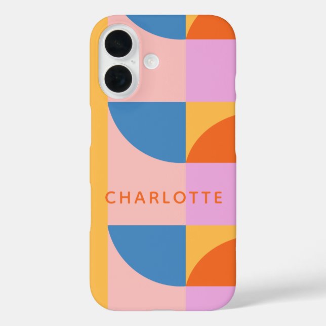 Funda iPhone 16 Nombre personalizado negrita geométrica moderna az (Reverso )