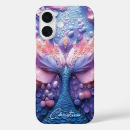 Funda iPhone 16 Nombre personalizado Ocean Fantasy Rainbow Mermaid