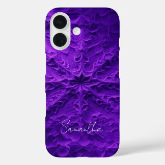 Funda iPhone 16 Nombre personalizado púrpura texturado
