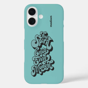 Funda iPhone 16 Nombre personalizado retro "Espíritu libre"