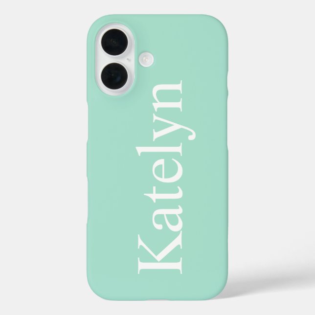 Funda iPhone 16 Nombre Personalizado Teléfono Verde azulado Estuch (Reverso )
