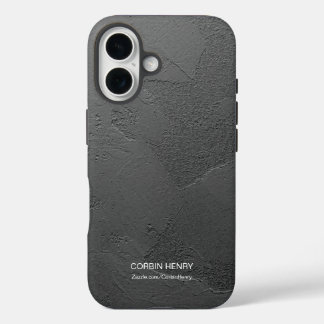 Funda iPhone 16 Nombre Personalizado Texturizado Negro Mate Modern