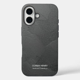 Funda iPhone 16 Nombre Personalizado Texturizado Negro Mate Modern