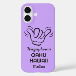 Funda iPhone 16 Nombre personalizado, ubicación y color Shaka