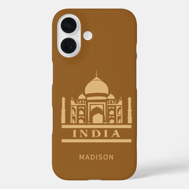 Funda iPhone 16 Nombre y color personalizados de INDIA (Reverso )