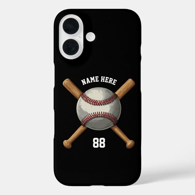 Funda iPhone 16 Nombre y número de béisbol personalizado de moda n (Reverso )