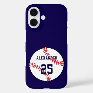 Funda iPhone 16 Nombre y número de pelota de béisbol