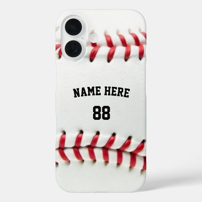 Funda iPhone 16 Nombre y número personalizados de béisbol de moda (Reverso )