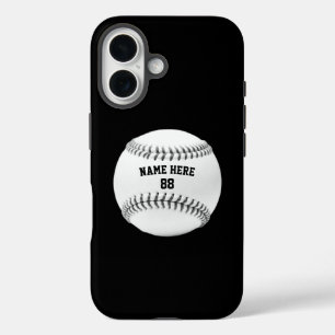 Funda iPhone 16 Nombre y número personalizados de béisbol de moda