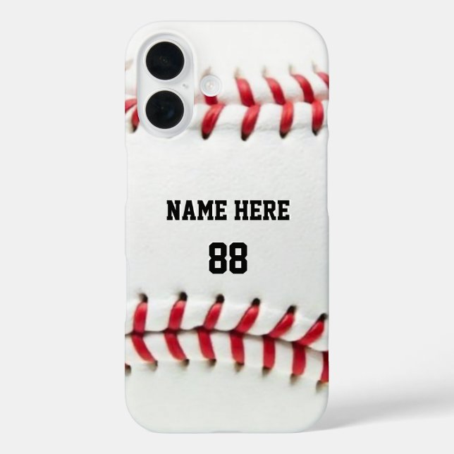 Funda iPhone 16 Nombre y número personalizados de béisbol de moda (Reverso )