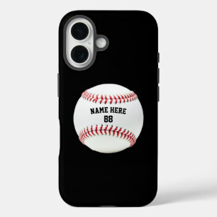 Funda iPhone 16 Nombre y número personalizados de béisbol de moda