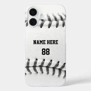 Funda iPhone 16 Nombre y número personalizados de béisbol de moda