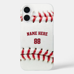 Funda iPhone 16 Nombre y número personalizados de béisbol de moda