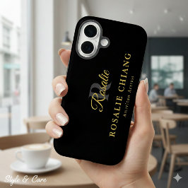 Funda iPhone 16 Nombre y título personalizados con monograma