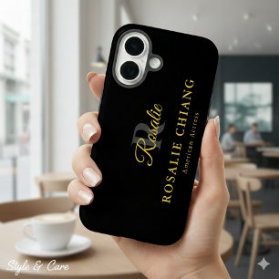 Funda iPhone 16 Nombre y título personalizados con monograma