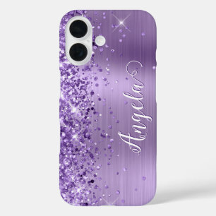 Funda iPhone 16 Nombres femeninos con lámina púrpura brillante