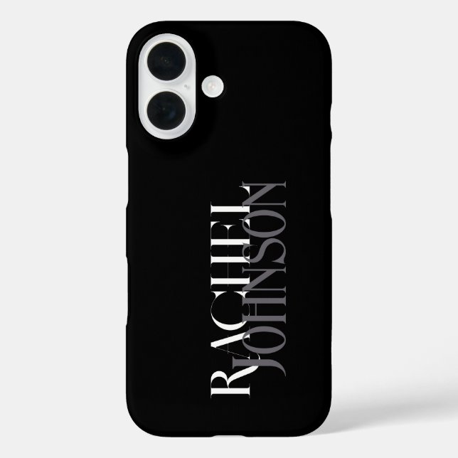 Funda iPhone 16 Nombres personalizados Gris negro (Reverso )