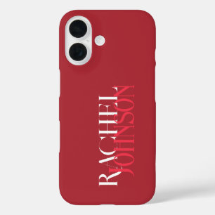 Funda iPhone 16 Nombres personalizados Monocromo rojo