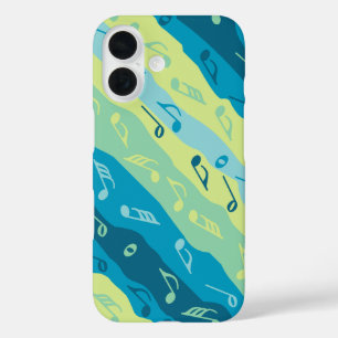 Funda iPhone 16 Nota De Música Rayas Verde Y Azul