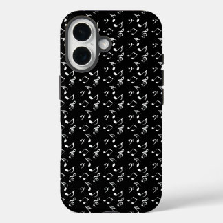 Funda iPhone 16 notas de música en negro