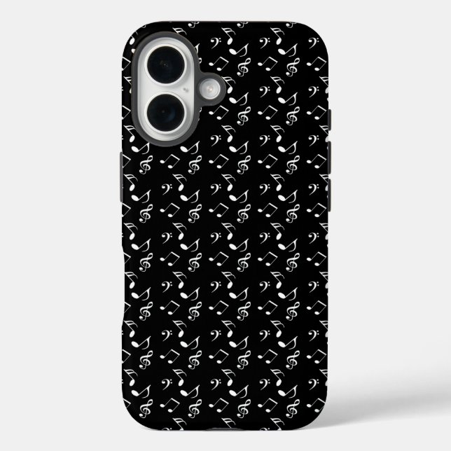 Funda iPhone 16 notas de música en negro (Reverso )