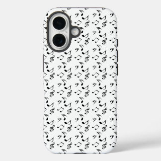 Funda iPhone 16 notas musicales blancas