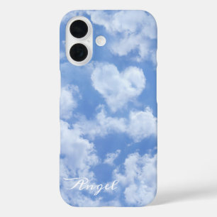Funda iPhone 16 Nube De Corazón Aburrido En Cielo Azul Feliz