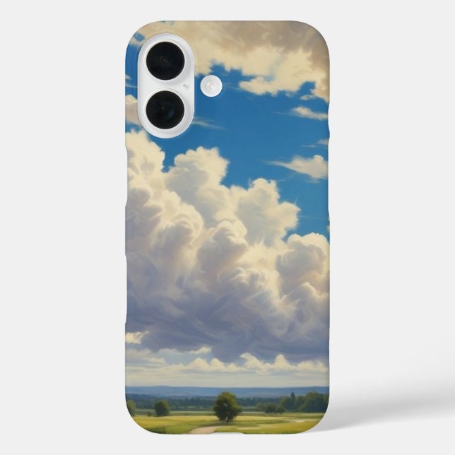 Funda iPhone 16 Nubes blancas y cielo azul despejado (Reverso )