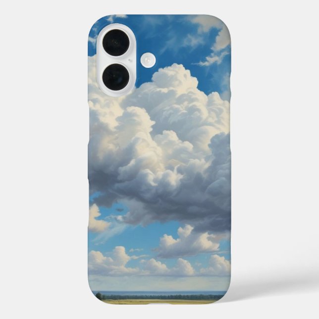 Funda iPhone 16 Nubes blancas y cielo azul despejado (Reverso )