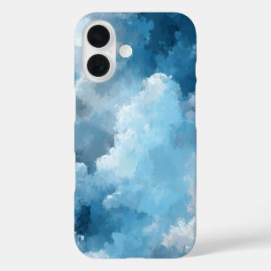 Funda iPhone 16 Nubes Pintadas de Azul y Blanco