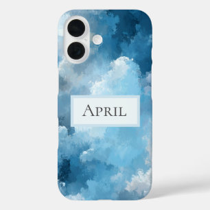 Funda iPhone 16 Nubes Pintadas de Azul y Blanco