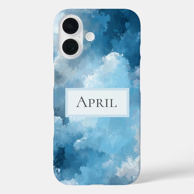 Funda iPhone 16 Nubes Pintadas de Azul y Blanco (Reverso )