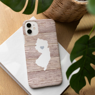 Funda iPhone 16 Nueva Jersey Estado Silhouette Rustic Wood Look