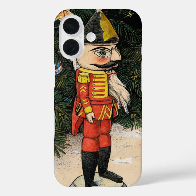 Funda iPhone 16 Nutcracker de época bajo árbol de Navidad (Reverso )