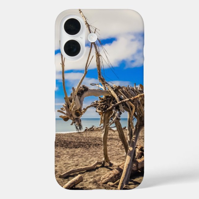 Funda iPhone 16 Obra de arte en la playa de Hokitika, Nueva Zeland (Reverso )