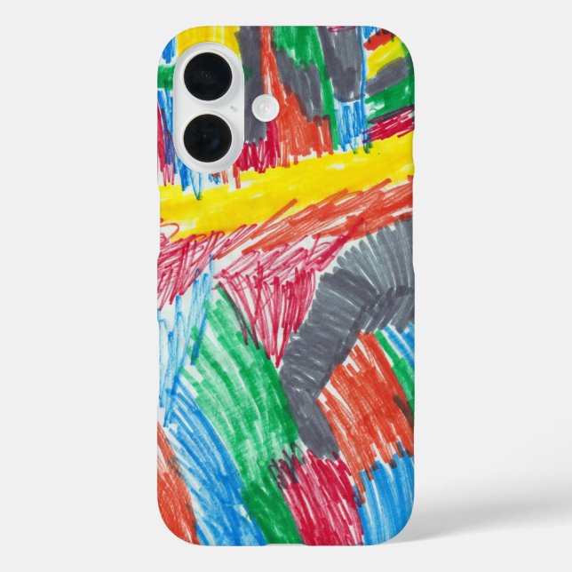 Funda iPhone 16 Obra de arte infantil de estilo agudo o foto (Reverso )