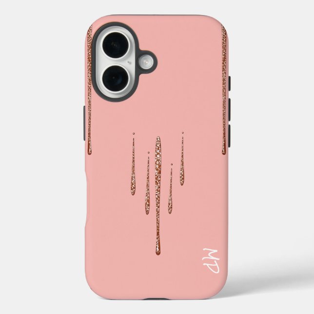 Funda iPhone 16 Obstáculos relucientes sobre fondo rosado (Reverso )