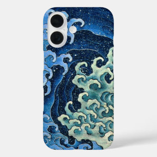 Funda iPhone 16 Océano vintage de ola femenina de Hokusai