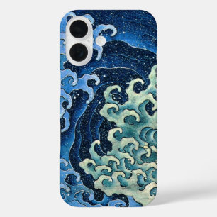 Funda iPhone 16 Océano vintage de ola femenina de Hokusai