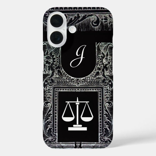 Funda iPhone 16 OFICINA JUSTICIA JURÍDICA, ATTORNEY Monograma Negr (Reverso )