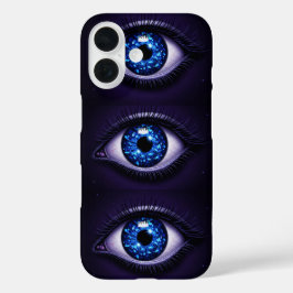 Funda iPhone 16 Ojo Malo en Lienzo de Purpurina Oscuro
