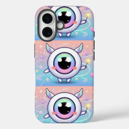 Funda iPhone 16 Ojo Malvado Kawaii con Aura Mágica