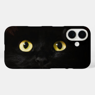 Funda iPhone 16 Ojos de gato amarillo, gato negro