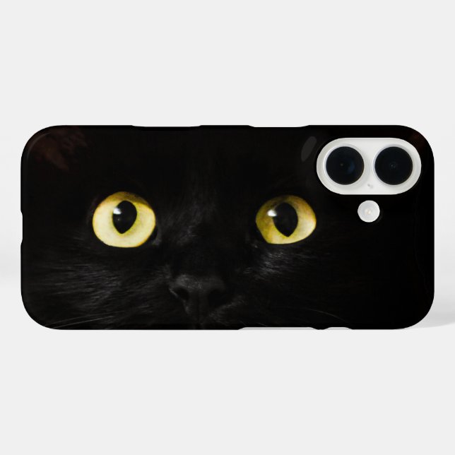 Funda iPhone 16 Ojos de gato amarillo, gato negro (Reverso (Horizontal))