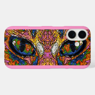 Funda iPhone 16 Ojos de gato psicodélicos divertidos