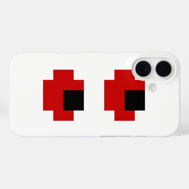 Funda iPhone 16 Ojos rojos fantasmagóricos de 8 bits (Reverso (Horizontal))
