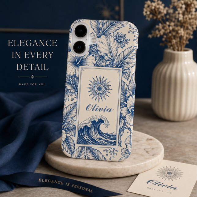 Funda iPhone 16 Ola Botánica Azul Tropical (Subido por el creador)