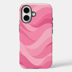 Funda iPhone 16 Olas abstractas suaves de color rosa