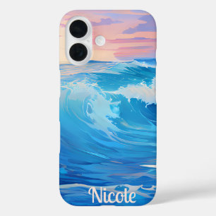 Funda iPhone 16 Olas azules en estuche Sunset iPhone / iPad