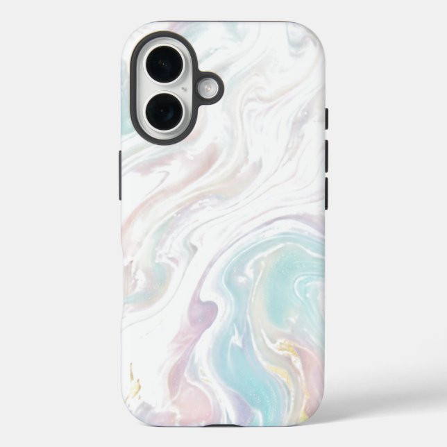 Funda iPhone 16 Olas de mármol suaves (Reverso )